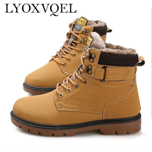 

winter fur men boots casual lace up ankle boots autumn men platform shoes snow boot man big size 46 m001, Black