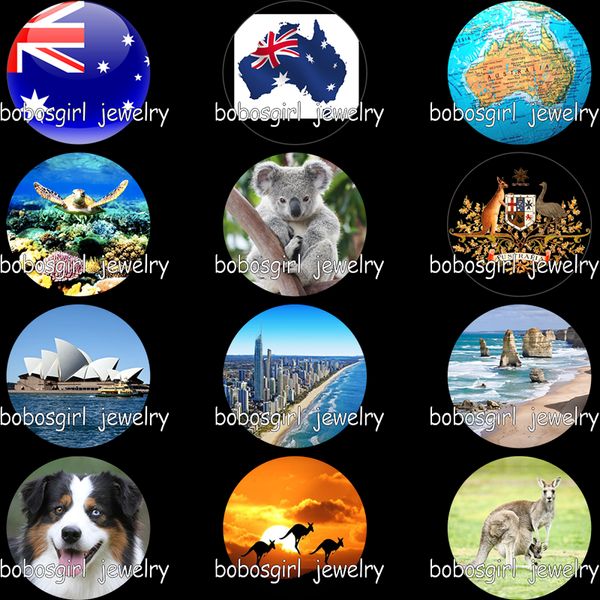 

australia koala kangaroo glass snap button p cabochon gs9690, Golden;silver