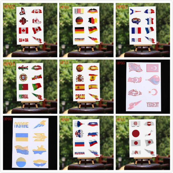 2020 World Cup Flag Tattoo Carnival Facial Tattoos 32 Countries