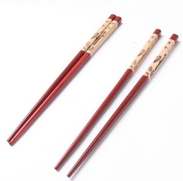 

wholesale-favorite chopsticks 10 pairs red rose wood bamboo flower floral painting hairstick 1 set/5 pairs tableware characteristic