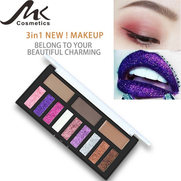 

matte glitter palette new makeup 3 in 1 cosmetic beauty waterproof eyebrow powder eye shadow glitter for brow eyes lips