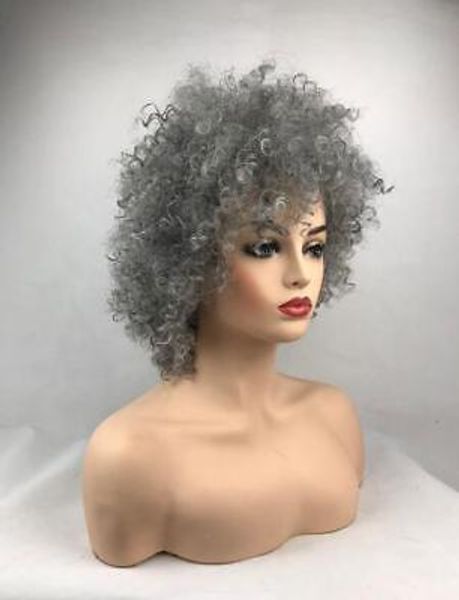 

fashion wigs women's short gray curly hair wigs, Black;brown