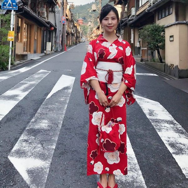 

japanese traditional kimono haori robe geisha kimono japan dress obi floral print traditional japanese kimonos aa3845 y, Red