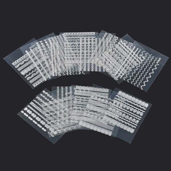 

3d lace nail art stickers black white lace flower design nail art manicure tips sticker decal diy decoration 30 sheets