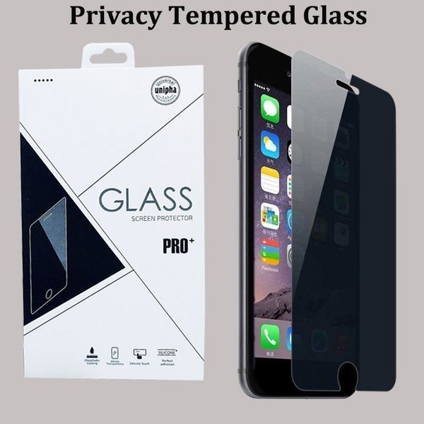 Защита Закаленное стекло для iPhone 12 11 про Xs макс 8 7 6 Plus 9Н 0,33 мм Anti-Spy Screen Protector для Samsung Note 5 S7