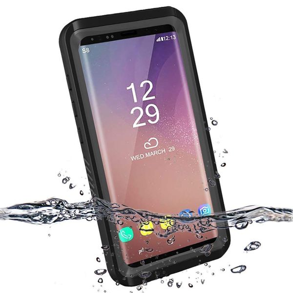 

For 8 ip68 waterproof ca e du t hockproof full body protective cover with built in creen protector for am ung galaxy 8 black