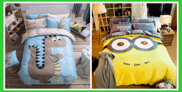 Kids Cartoon Bear Rabbit Cotton Bedding Set Cartoon Design Duvet