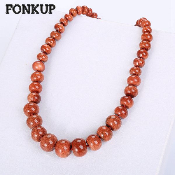 

fonkup goldstone necklace women big sautoir pendant jewellery vintage men beads chain natural stone accessories bijoux shadow, Silver