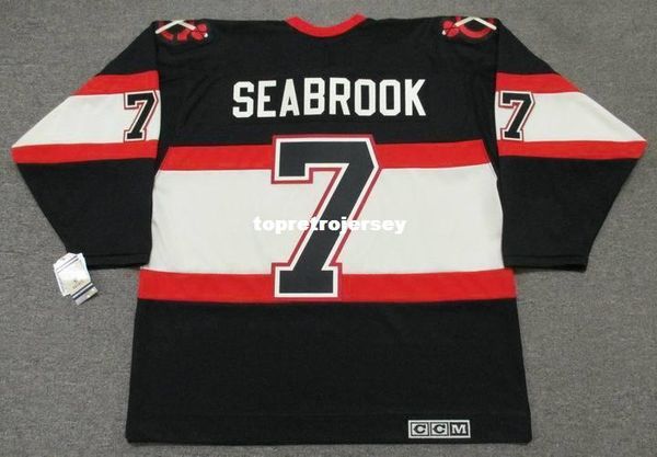 

wholesale mens brent seabrook chicago blackhawks 1930's ccm vintage retro hockey jersey, Black;red