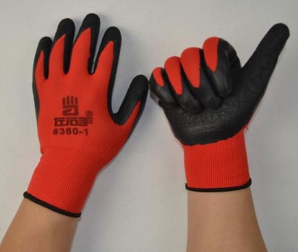 

New black latex coated red cotton working glove glove