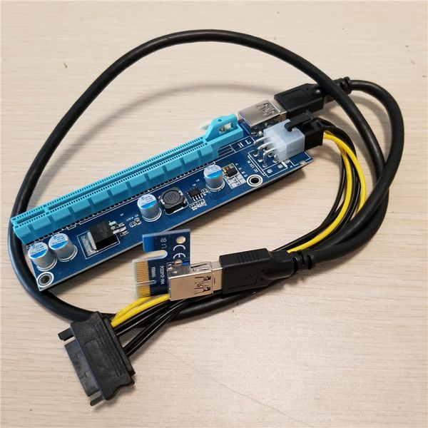 

10 set pcie pci-e pci express riser 1x to 16x 6pin to sata power usb 3.0 cable 60cm for btc miner machine rig