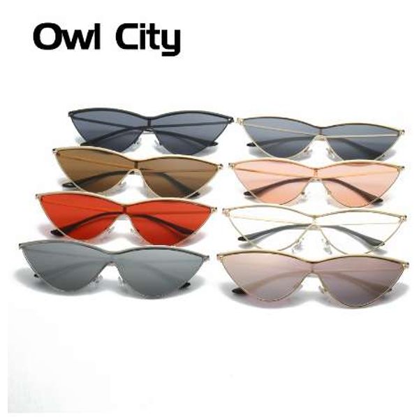 

owl city cat eye sunglasses women one piece vintage sunglass retro ladies brand designer sun glasses black red color pink mirror, White;black