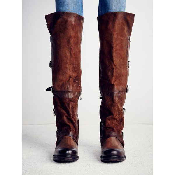 Bottes Cowboy Punk Chaussures Nubuck 28 XingDeng De50 Dames Bottes Du Hiver Moto Plat Top Long Automne D'équitation Acheter Boucle Western Haut 80OnPkw