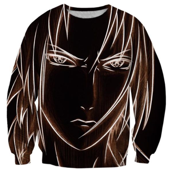 

2018new fashion men women sasuke mangekyo sharingan 3d print tyle sweatshirt enchantress pullover sleeve streetwear, Black