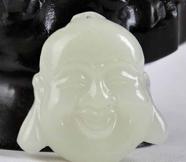 Naturale Afgano Yu Yang Grasso Giada Bianca Ciondolo Testa di Buddha Maitreya Yangzhi Yu Marca delle Donne di Giada Laughing Buddha Apertura