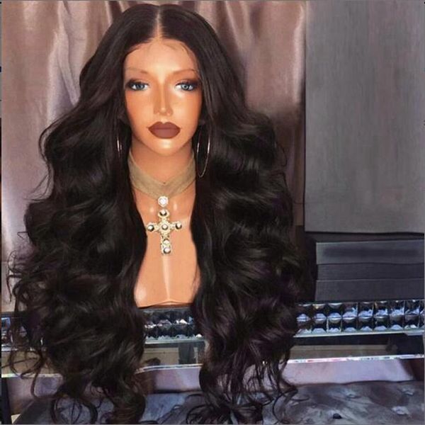 

180 density full lace wig with baby hair body wave full lace human hair wigs for black women malaysian lace front wigs, Black;brown