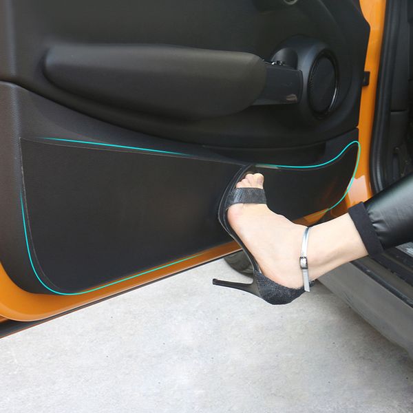 Leather Car Inner Door Panel Protection Anti Kick Mat Pad Sticker For Mini Cooper R56 R60 F54 F55 F56 F60 Countryman Black Car Accessories Interior