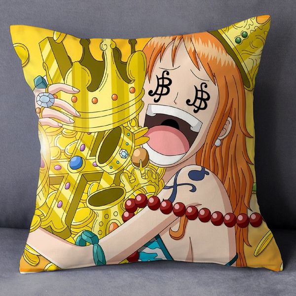 

new 40*40cm fashion custom cartoon anime one piece luffy nami ace boa hancock pillow stuffed solf two-sided print pillow