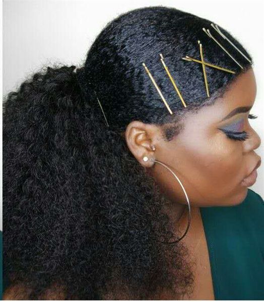 

dount chignon ponytail curly human hair bun extensions updos 120g clip in hairpieces drawstring afro puff jumbo ing, Black