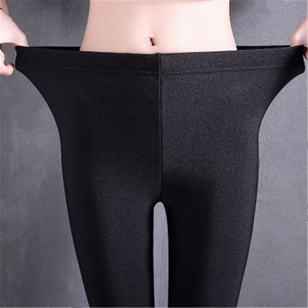 

europe us new trend lady thin casual leggings black luster anti-pilling cute foot tread tight waist slim elastic full pants