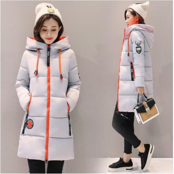 

2018 winter new down jacket womens midi fashion hooded jacket women's padded down cotton dress, Black