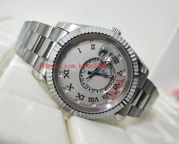 

luxury wristwatch sky dweller 326939-72419 42mm white roman stainless steel asia 2813 movement automatic mens watch watches, Slivery;brown
