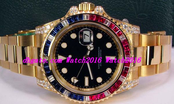

luxury mans watches fashion steel bracelet ii black dial ruby diamond bezel 116758 watch chest 40mm mechanical men's wristwatch, Slivery;brown