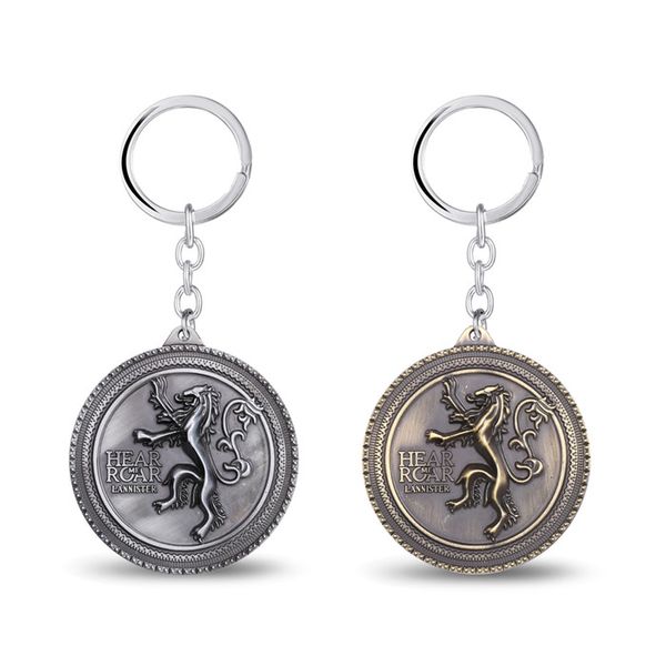 

keychain house lannister song of and fire key rings holder souvenir for gift chaveiro men jewelry, Silver