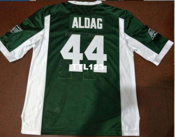 

men saskatchewan roughriders #44 aldag white green real full embroidery college jersey size s-4xl or custom any name or number jersey, Black;red