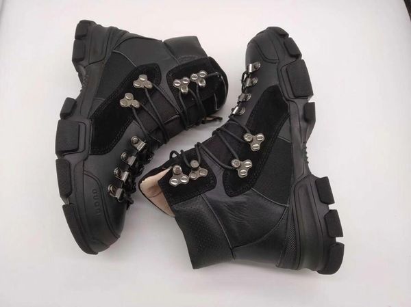 

2018 new flashtrek high-sneaker women's brown leather sneakers rubber logo designer sneaker technical canvas women outdoor hiking boots, Black