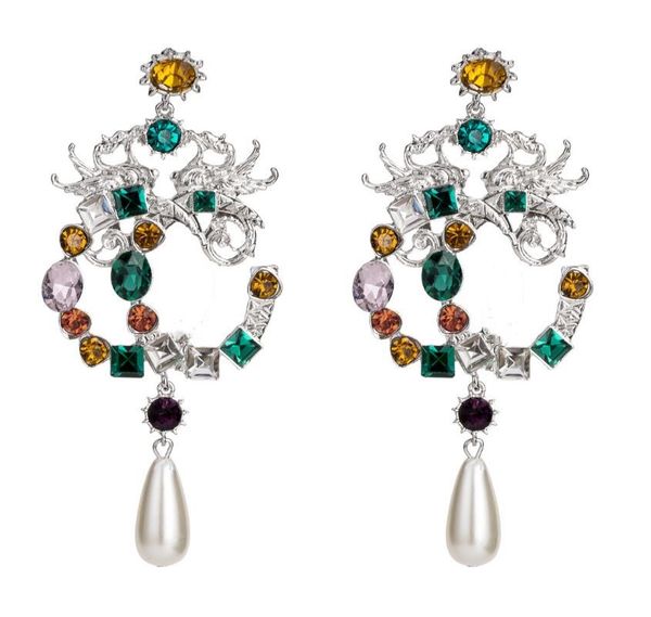 

latest women designer giiu pendant earrings vintage crystal statement earrings famous european brand jewelry a011214f, Golden;silver