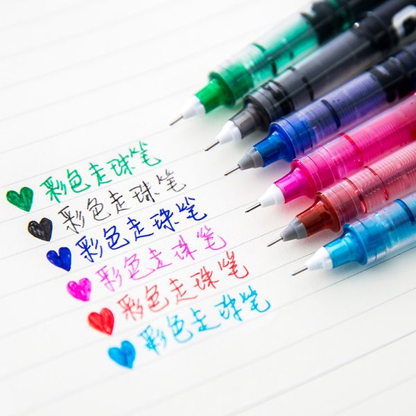 

7pcs/set fresh and straight liquid color ball gel ink pen maker pen office school supplies creative gift