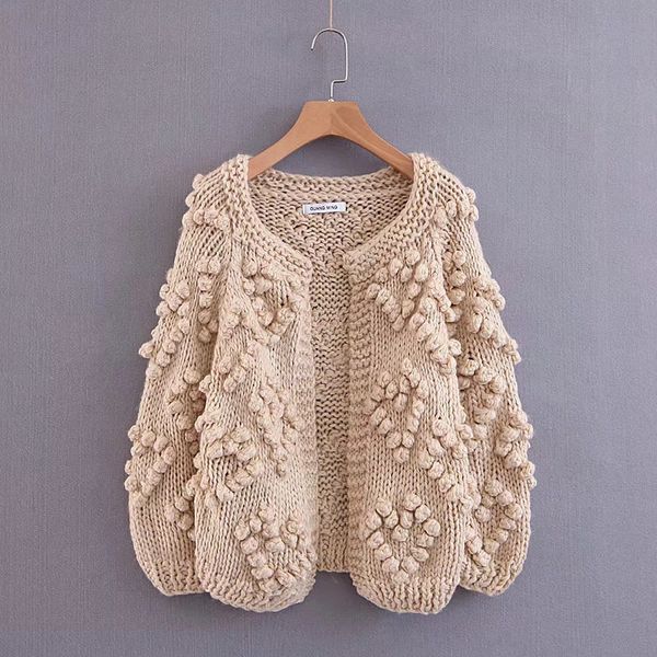 

women popular new z0912t13 europe and america 2018 autumn new net red same thick needle hair ball cardigan sweater 9056, White;black
