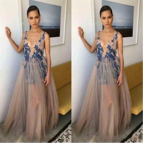 Berta novo 2019 vestidos de baile profundo decote em v rendas apliques frisado sexy festa wear sem costas formal personalizado abendkleider vestidos de noite