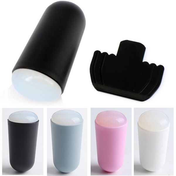 

4 colors silicon clear stamper 22x30x60mm transparent nail stamping stamp scraper polish print transfer nail stamper tools yw928, Black