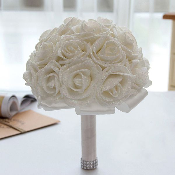 

gold wedding bridal bouquets with handmade flowers sequins red rose wedding supplies bride holding brooch bouquet cpa1586263f