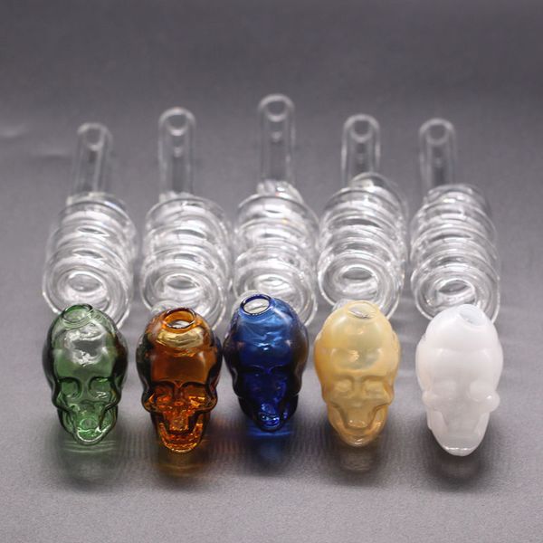 Bunter Helix-Schädel, 2,2 mm dick, Pyrexglas, gebogener Ölbrenner, Wasserpfeifen, Balancer-Bongs