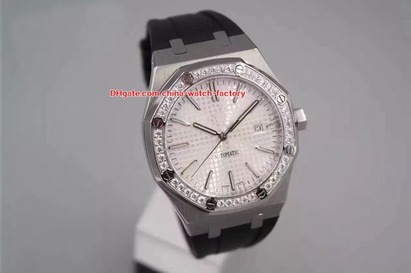 

9 style elling watch 41mm offshore diamond 15400 15400st.oo.1220st.01 asia transparent mechanical automatic mens watches, Slivery;brown