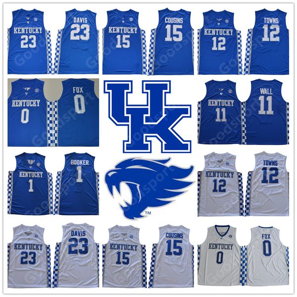 

2018 kentucky wildcats college ncaa aaron fox 0 devin booker 1 anthony davis 23 jerseys demarcus cousins 15 jonh wall 11 towns 12, Black;red