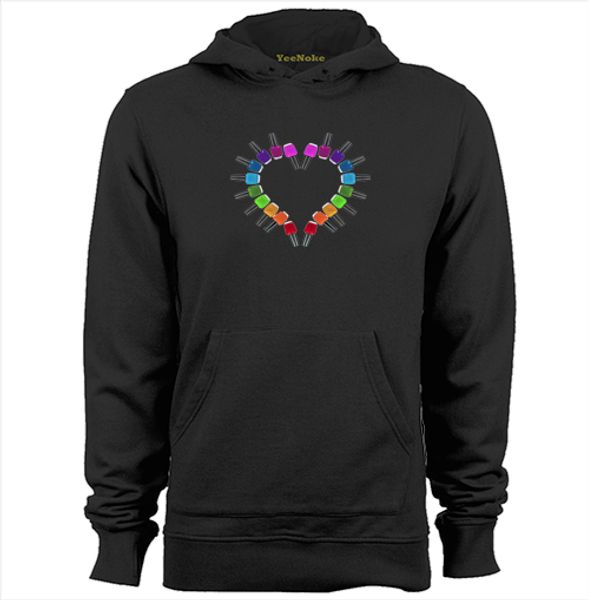 

nail polish heart mens & womens unique design hoodies sweatshirts, Black