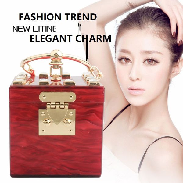 

2018 new personalized handbag evening bags for women acrylic drilling bag cosmetics box with 5 colors