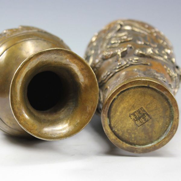 China handgemachte antike Qing Bronze Drache Phoenix Keep Safe Vasen