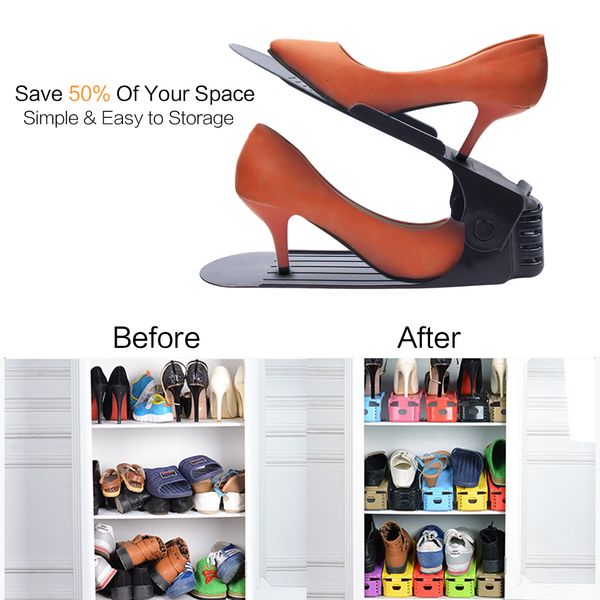 

shoes rack organizer adjustable double layer shoes storage holder pink or black color for man or women kids and old
