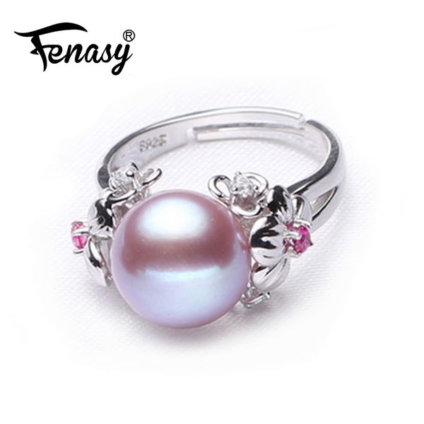 

fenasy 10-11mm pearl jewelry,natural pearl rings for love,freshwater 925 silver ring,ruby silver rings for women gift box, Golden;silver