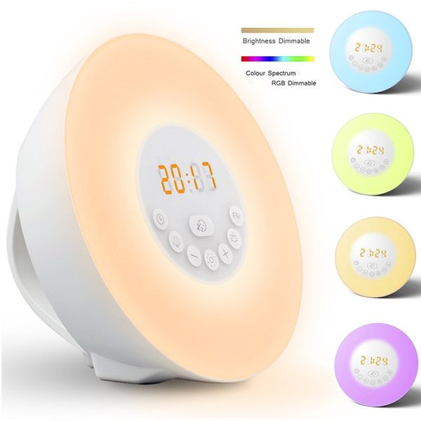 Lampade da scrivania Lampade da tavolo Luce notturna a LED con sveglia Sveglia Radio FM Altoparlante Bluetooth Sensore tattile