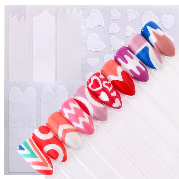 

22 sheet/set french style nail sticker wave straight curved guide tips wave shape decal manicure nail art decoration safj01-22-1, Black