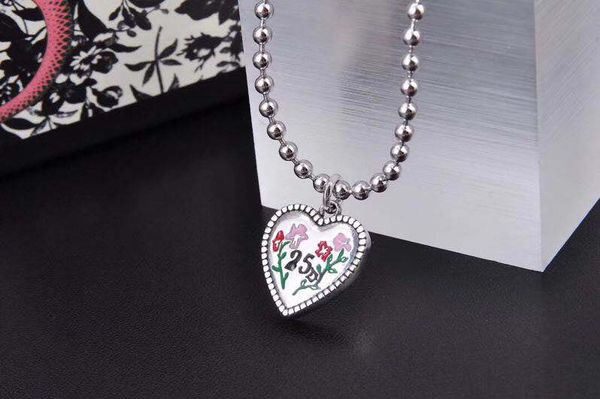 

мода простой цифровой 25 оптовая стерлингового серебра s925 высокое качество бесстрашный слепой для любви кулон любовь ожерелье набор цепи, Silver