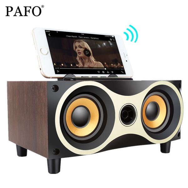

PAFO Portable Wooden Wireless Speaker Subwoofer Stero Bluetooth Speakers Radio FM Desktop caixa de som for iPhone Android