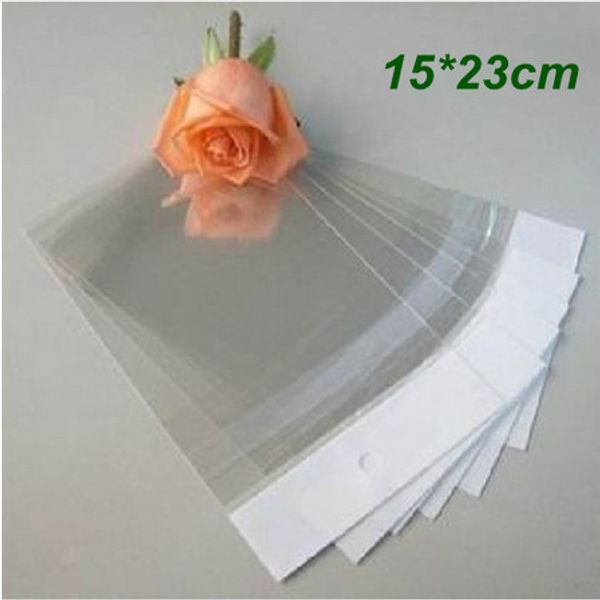 

15cm*23cm clear self adhesive seal plastic bag opp poly bags retail packaging storage bag w/ hanging hole wholesale 200pcs/lot