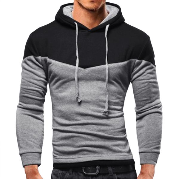 

2017 hoodies sudaderas hombre hiphop hoodie decoratieve pocket pak slim fit mannen hoody patchwork hooded hoodies xxl, Black